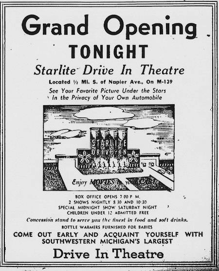 Starlite Drive-In Theatre - Starlite Grand Opening Ad 7-16-48